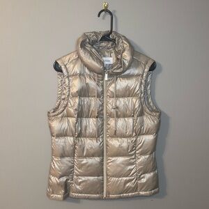 Calvin Klein Tan Puffer Vest Size Small with Gold Harware